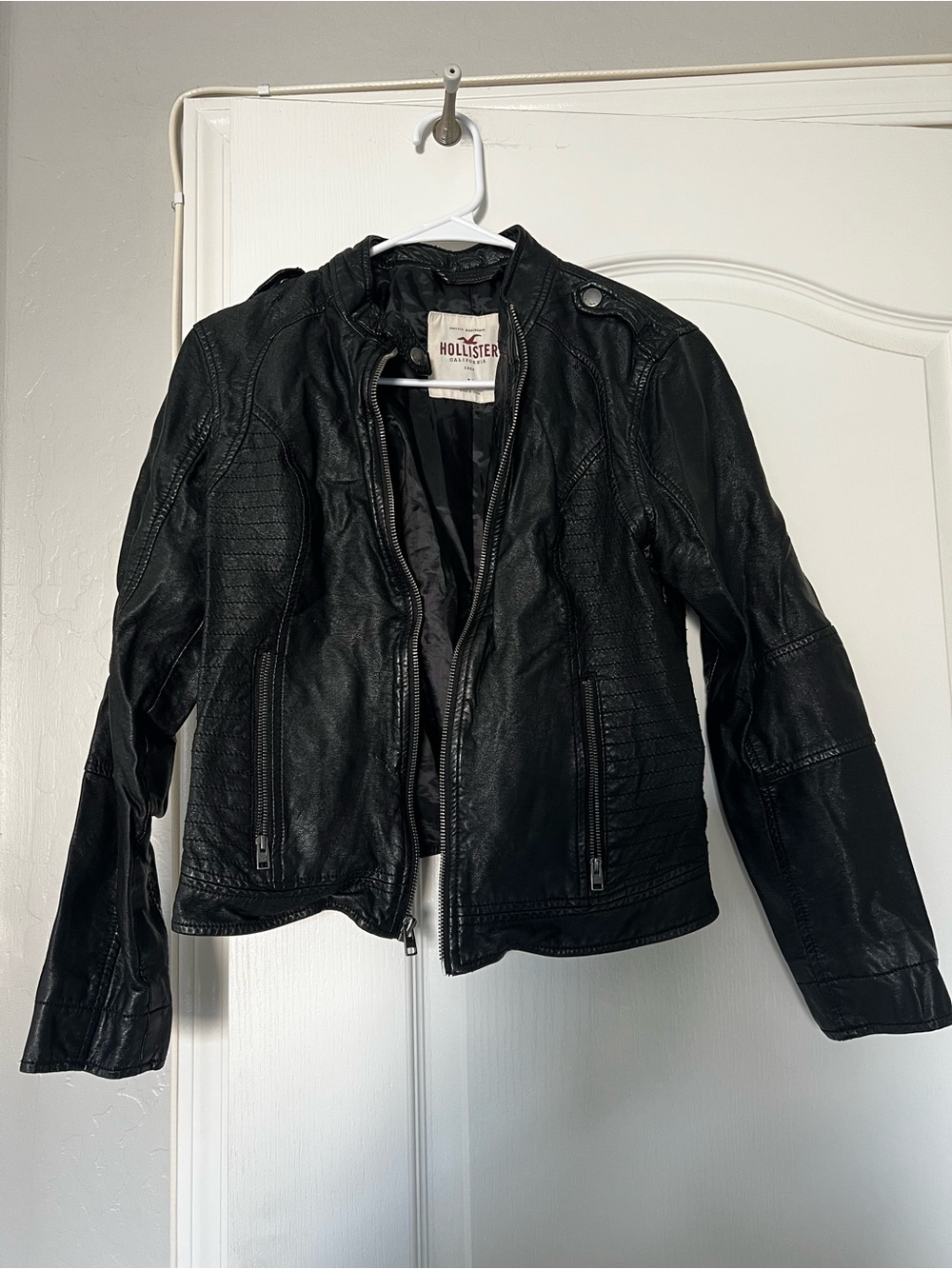 Hollister Black Faux Leather Biker Jacket